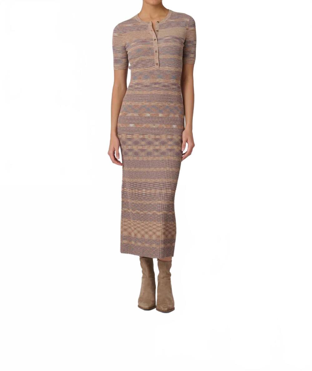 NEW SHOSHANNA lara dress in tan/blue stripe